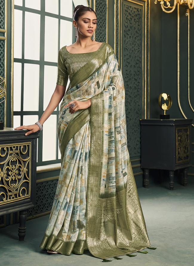 Model Cotton Mehendi Party Wear Printed Saree